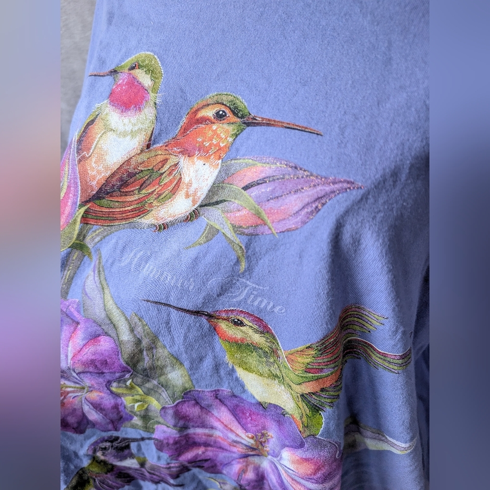 Hummer Time Montana Lavender Blue Purple Hummingbirds T-shirt Dress XXL
